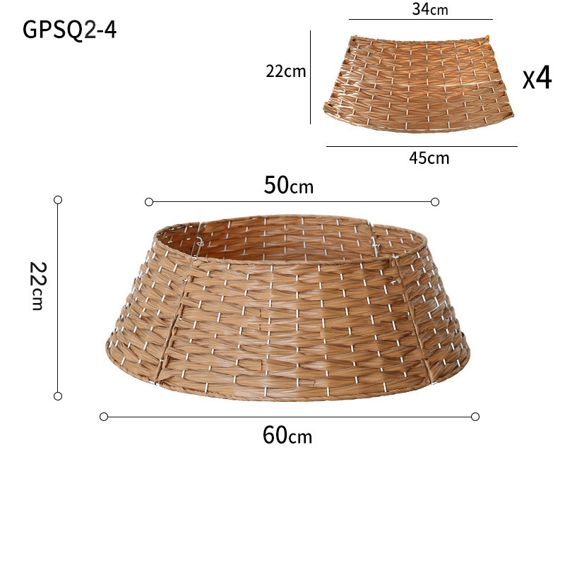 新款圣诞树栅栏白色手工编织树底北欧风圣诞树围树围装饰