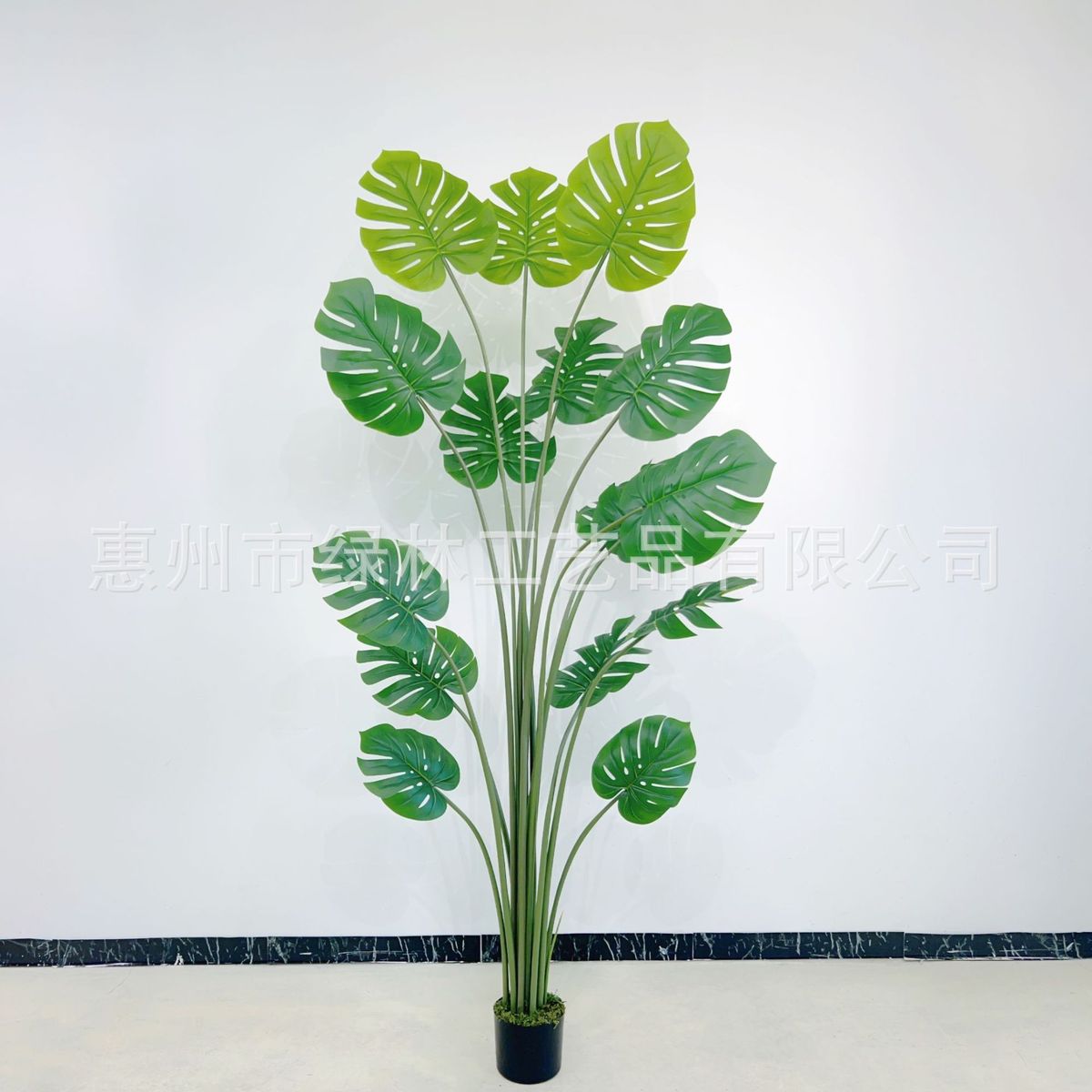 仿真仿真pu杆龟背龟背叶盆栽仿真植物盆景龟背竹仿真龟背绿植摆件