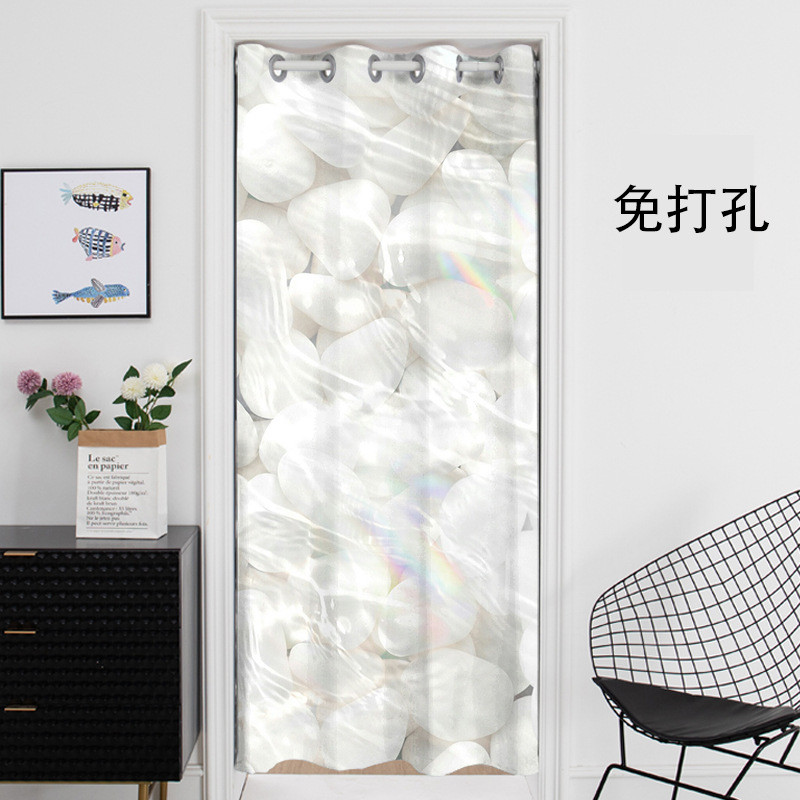 艺术莫兰迪数码印花防风免打孔门帘布艺玄关过道试衣间隔断遮挡帘