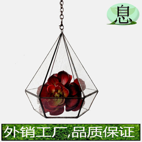 16024b包邮!微景观玻璃花房多肉植物带花房吊件玻璃可拆卸链条