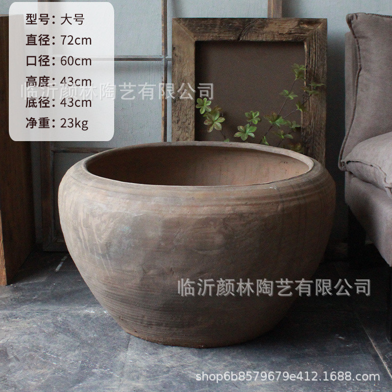 泥盆瓦缸陶盆土盆花盆睡莲盆盆花盆鱼荷土陶泥缸水缸粗陶大盆复古