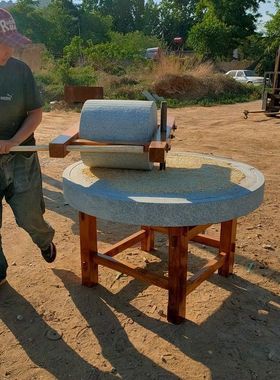 热销幼儿园石碾子石磨盘老式磨面家用粮食公园复古怀旧仿古小石手