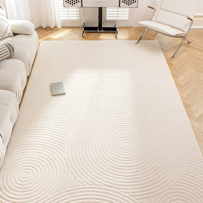奶油风地毯防水抗污客厅隔音轻奢简约高级感沙发卧室加厚耐脏地垫