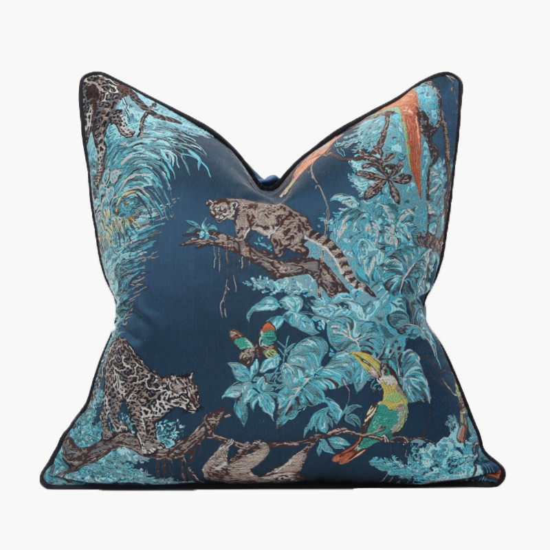 新中式国风美式靠背客厅沙发抱枕靠垫套高档软装设计提花腰枕