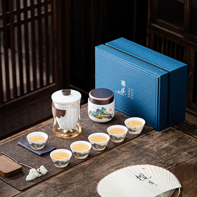 高档白瓷公司年会茶具礼品套装旅行功夫茶具送礼文创商务礼盒