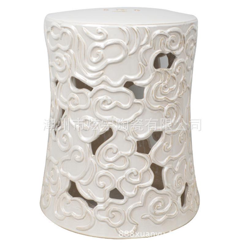 热销炫卧室陶瓷镂空祥云中高温陶瓷凳鼓凳瓷墩室内外客厅宇洗手间