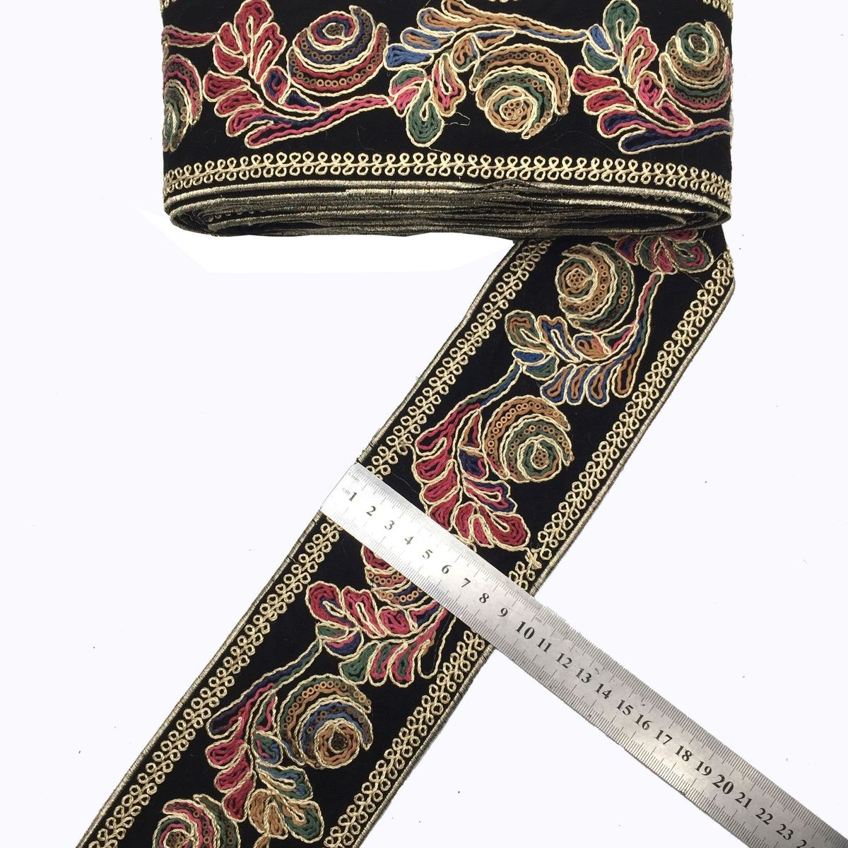 民族风股线条码刺绣花边民族服饰辅料复古刺绣提花织带花边批发