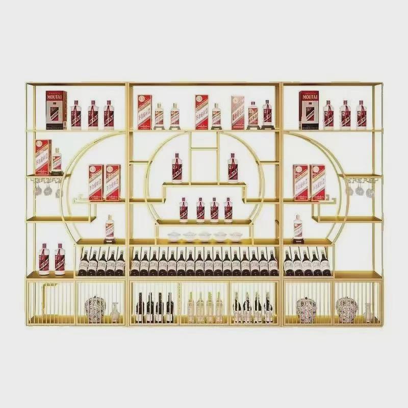 简约网红现代金色酒柜轻奢红酒展白酒架示多层铁艺酒架置物架落地