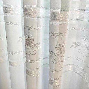 饰窗帘梦幻仙气白纱客厅阳 gju8绣花白沙纱帘简约透光半遮光装