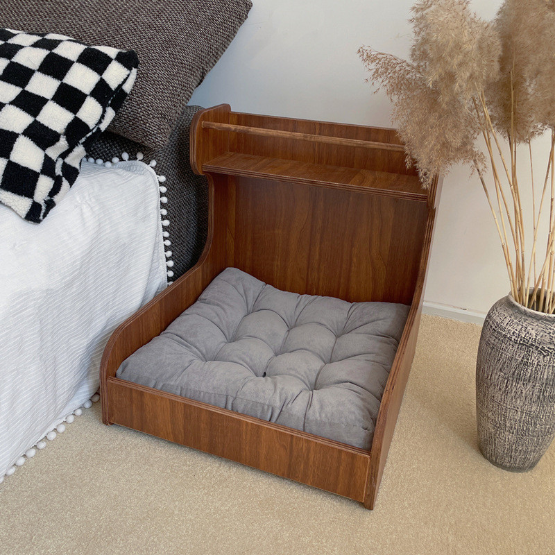 沙发床式犬猫窝木质小床包围猫带底垫小型犬猫通用四季狗窝