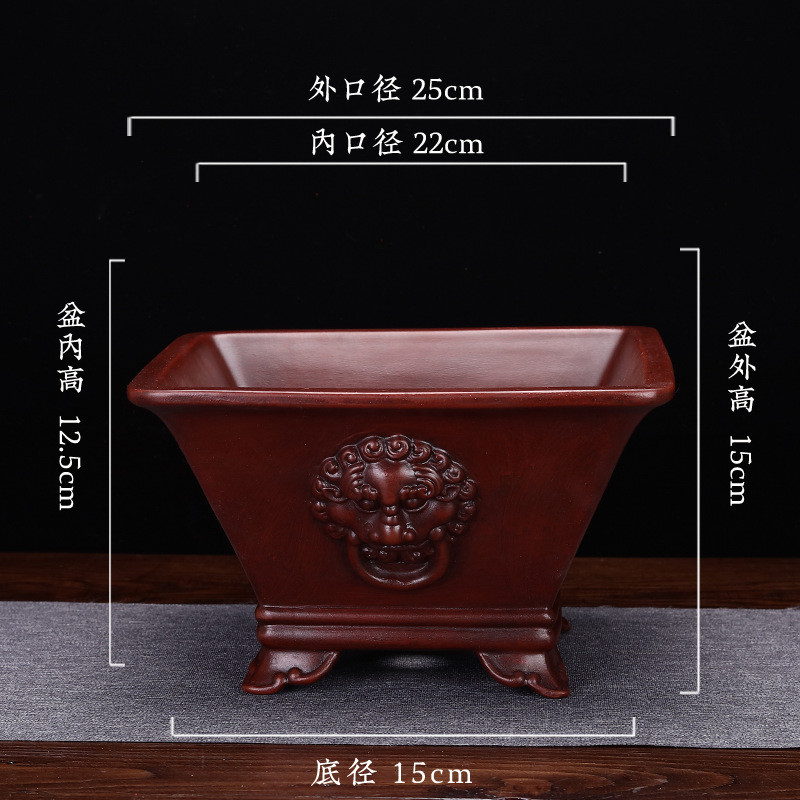 紫砂盆景盆仿古长方形春兰椭圆兰花盆悬崖四方多肉桌面绿植中国风