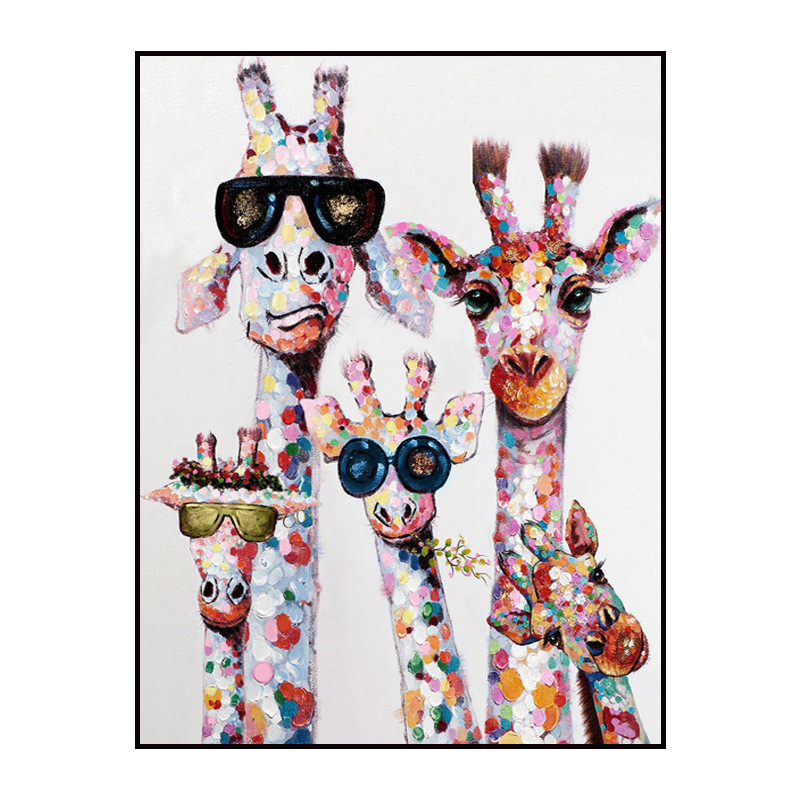客厅沙发手绘油画幸福一家卡通儿童房挂画纯背景墙玄关餐厅装饰画