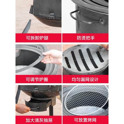 热销移动柴火灶火灶家用烧木柴户外炉子无烟材野营农村地锅简易大