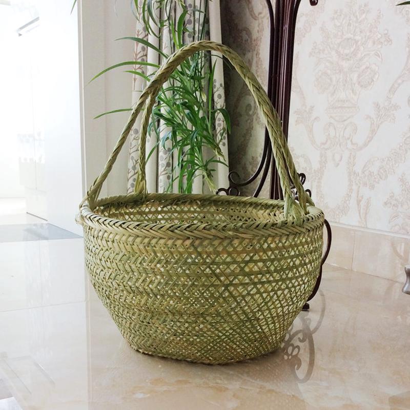 20n手工竹编竹篮子手提篮小竹篮厨房菜篮鸡蛋篮水果收纳筐家用圆