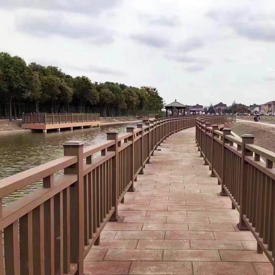 源头木塑围栏直销塑木栈道护栏工厂栅栏公园观景台木塑栏杆