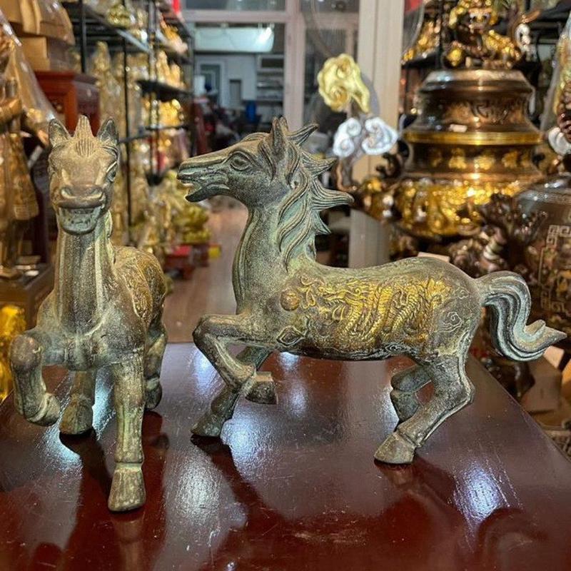 工艺铜器摆件纯铜壶铜马摆件龙凤马龙凤呈祥马仿古壶家居装饰古玩