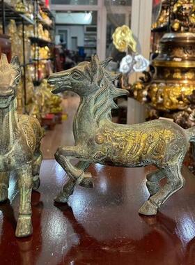 工艺铜器摆件纯铜壶铜马摆件龙凤马龙凤呈祥马仿古壶家居装饰古玩