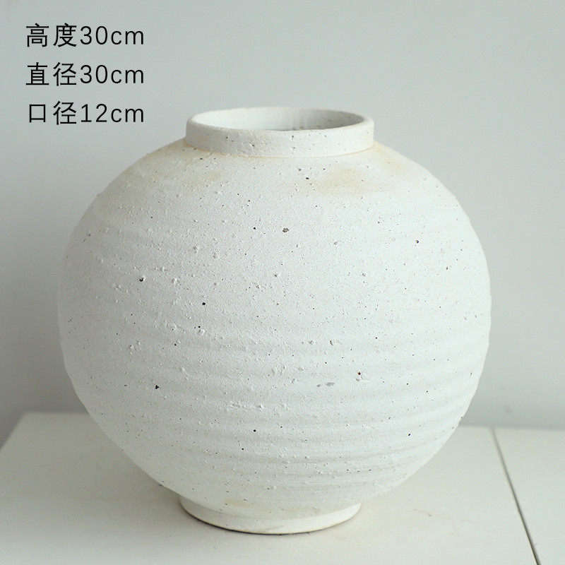 景德镇复古土陶罐油画风侘花瓶摆件客厅插花陶艺寂风北欧家居