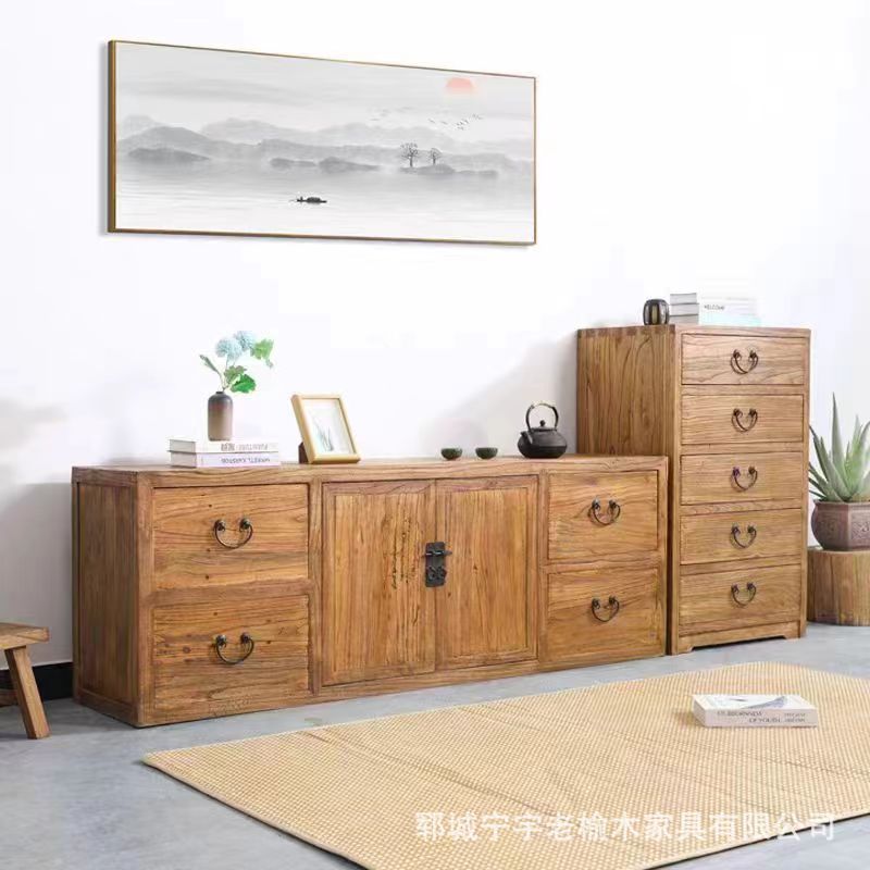 老榆木边角旧复古做收纳柜餐边柜沙发边收纳柜客厅家居电视收纳柜