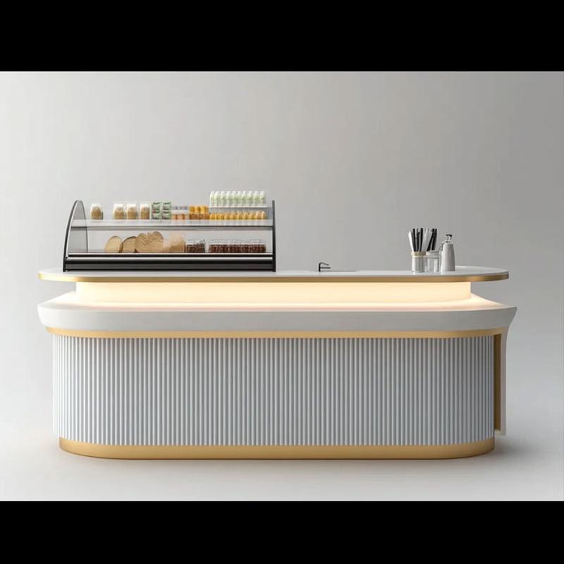 热销迎宾台收银台吧台柜台现代简约白烤漆欧式复古商用公司前台接