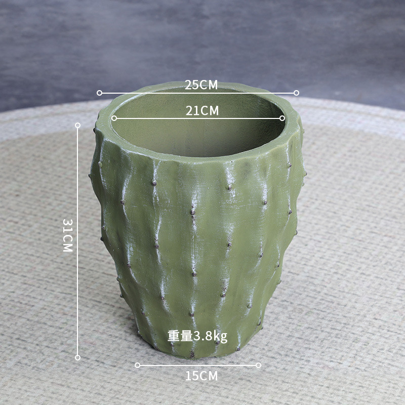 创意仙人掌水泥花盆超大号口径艺术装饰商场民宿阳台户外摆件花器