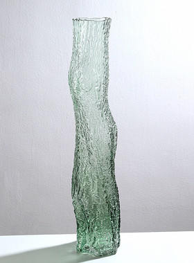 样板间落地玻璃花瓶不规则直筒高款酒店软装渐变艺术摆件家居装饰