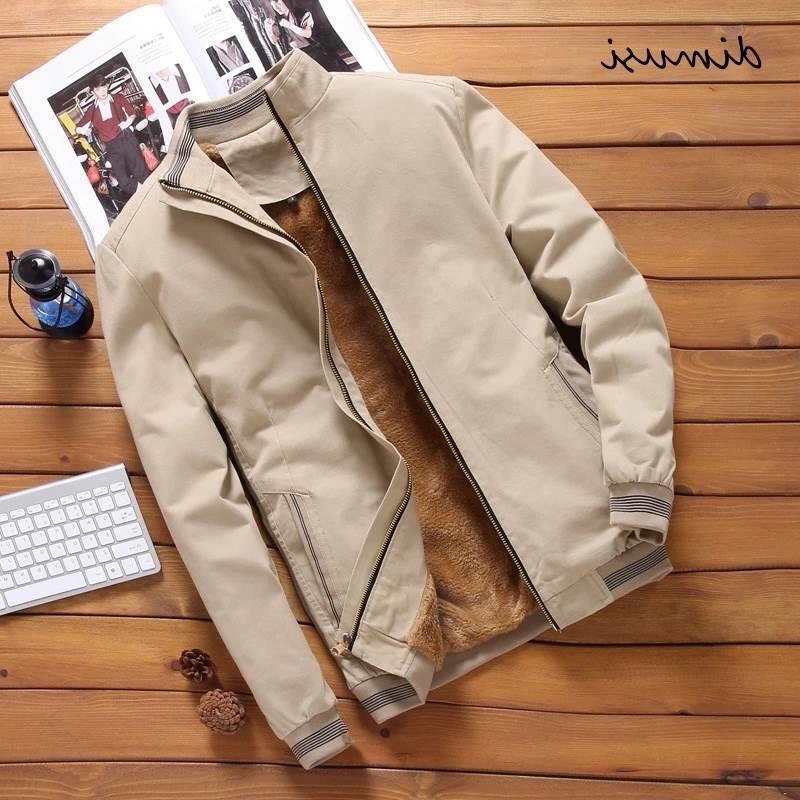 Autumn Mens Bomber Jackets Fleece Thick Winter Jacket Men