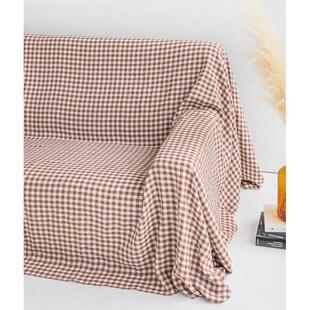 厂家定制外贸出口纯亚麻面料沙发罩北欧简约风布艺沙发巾批发