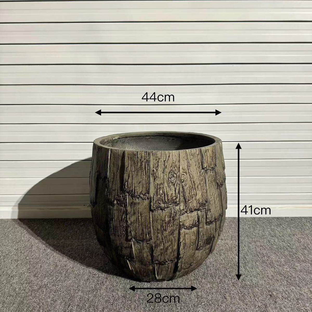 北欧复古木纹水泥大号绿植室内阳台园艺种花种树落地大口径花盆花