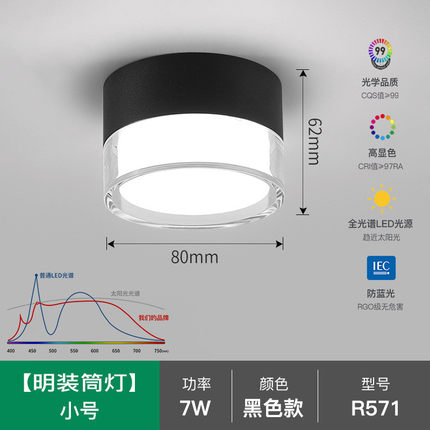 2024年新款led明装筒灯走廊入户玄关吸顶超薄客厅过道防雾无主灯