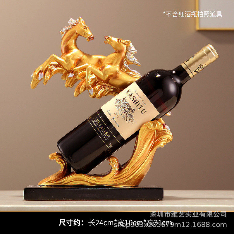创意马酒架摆件红酒托新中式玄关客厅电视柜酒柜家居装饰批发高档