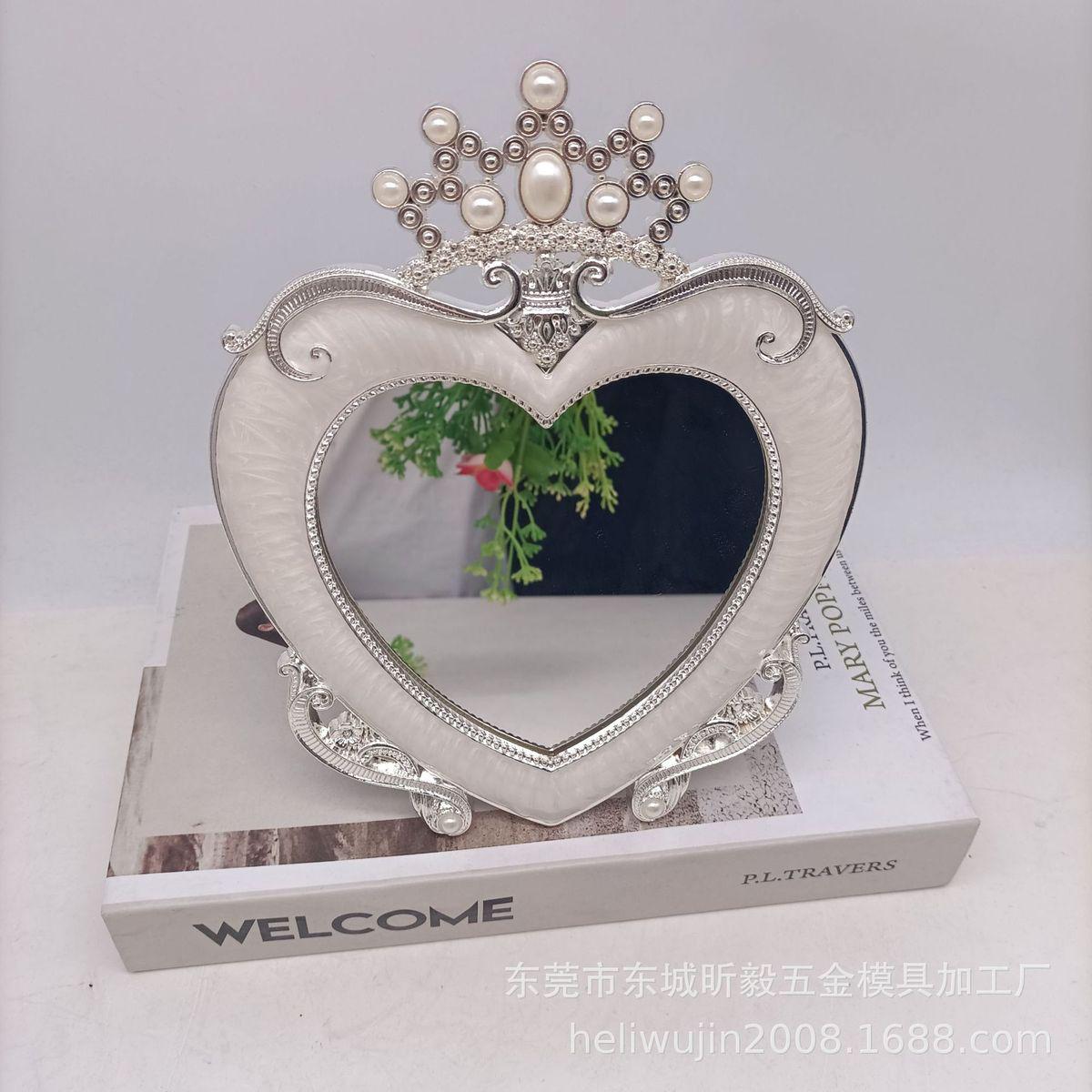 创意时尚5寸心形金属相框台镜，欧式古典相框