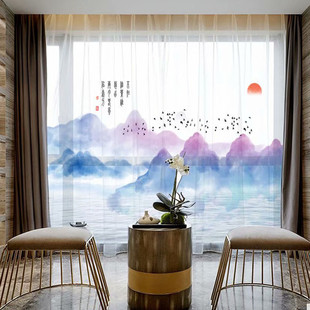 新中式纱帘透光不透人2024年新款沙客厅轻奢窗帘阳台国风纱幔窗纱