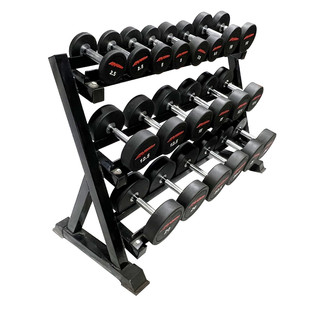 批发健身房商用圆头哑铃哑铃钢制内芯架子组合十对包胶圆钢套装