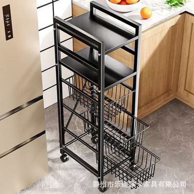 热销窄夹缝款微波炉烤箱多层蔬菜架可移动收纳架厨房置物架缝储物