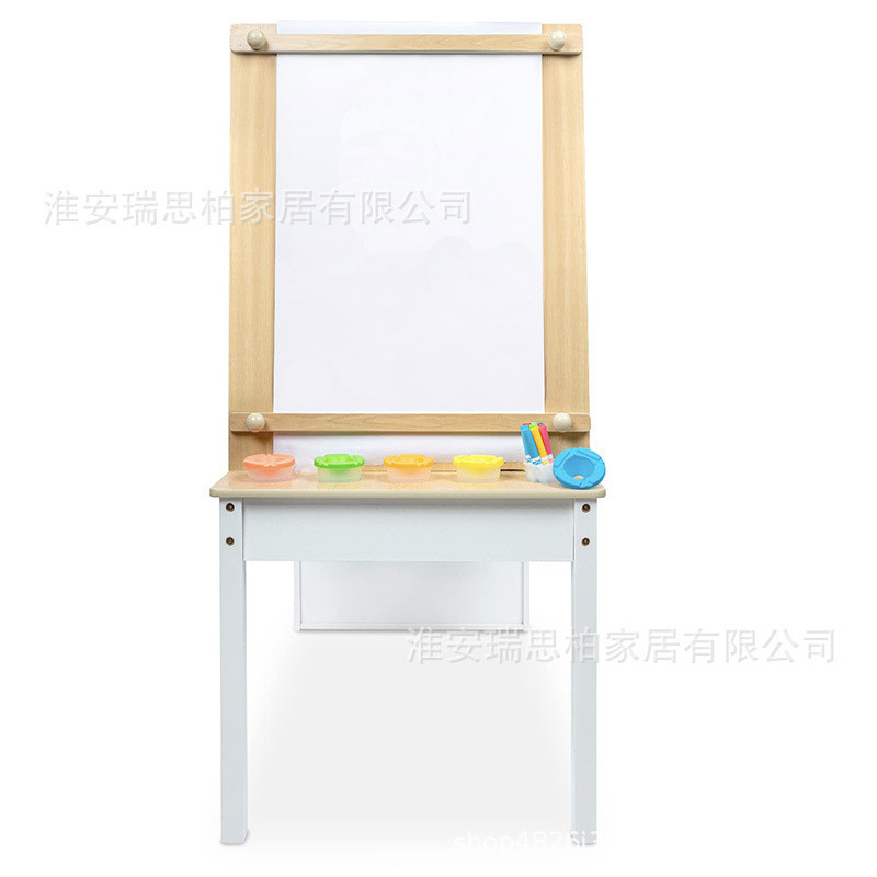 艺术画架桌椅套装幼儿手工纸卷木质活动带储物箱和玩耍儿童艺术