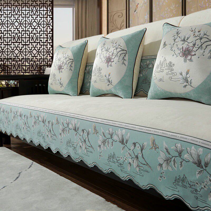 新中式沙发垫四季通用红木家具中式座垫实木沙发套罩坐垫防滑盖布