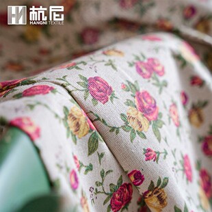 成品玫瑰印花窗帘美式 半遮光遮光窗帘家用流苏窗帘布