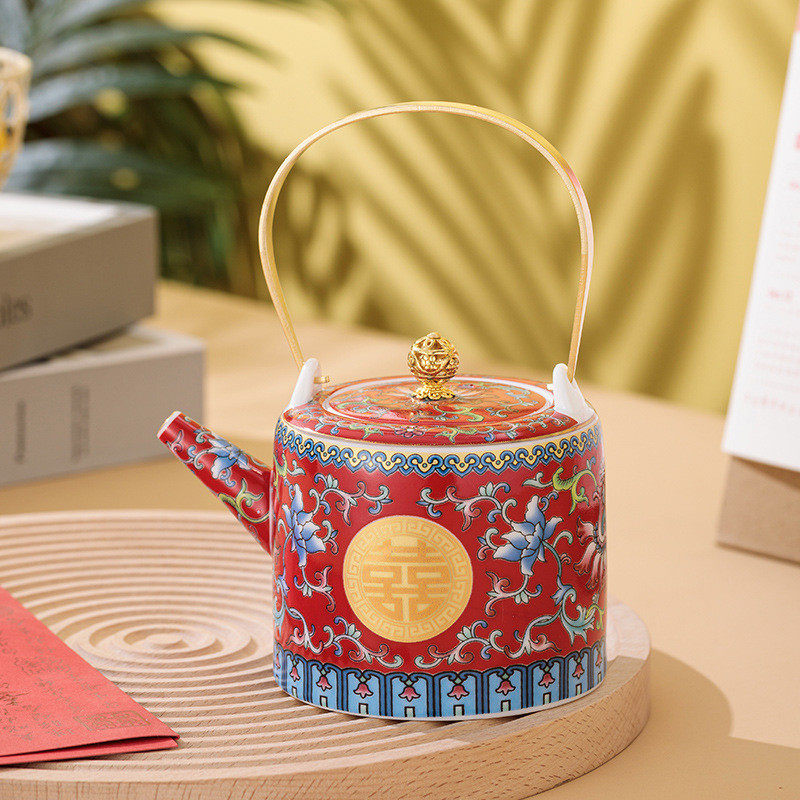 dd结婚敬茶杯敬茶彩茶杯茶壶整套茶具婚庆珐琅喜茶创意高档伴手礼