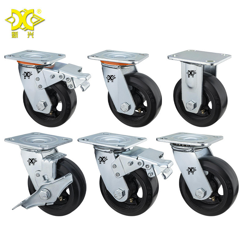 高品质铁心重型黑面橡胶4寸5寸6寸8寸np万向轮定轮刹车