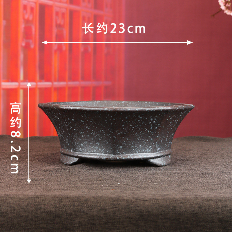 cs22张精品诚治半手工高温柴烧圆盆简约盆景透气吸水养花利器