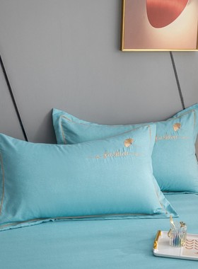 58c1新款结婚房喜庆大红色棉纯色家用单人枕头套雪花枕套一对装枕