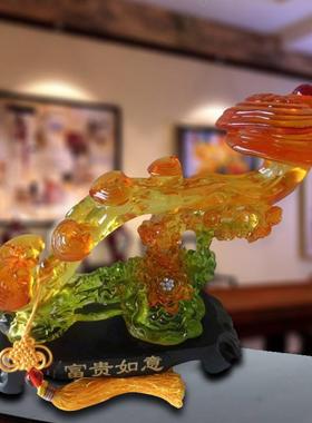 厂家直供仿玉树脂工艺品富贵如意中式家居装饰品摆件