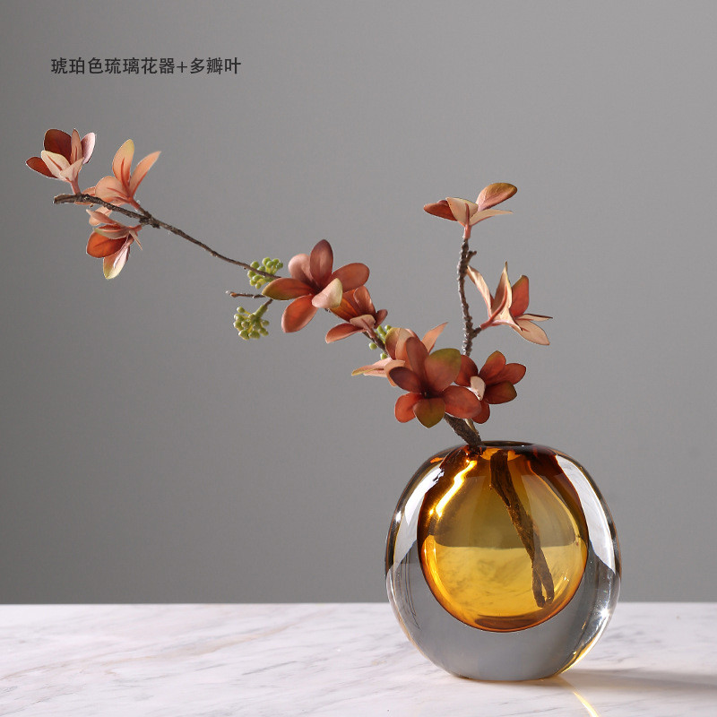简约现代花瓶玻璃轻奢样板房软装饰插花桌面客厅摆件创意琉璃花器