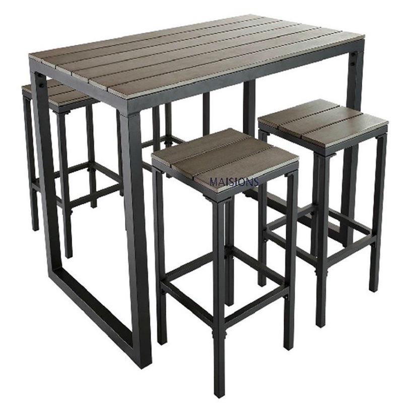 桌椅组合户外桌椅复古酒吧高脚桌塑木花园公园室外露天庭院地中海