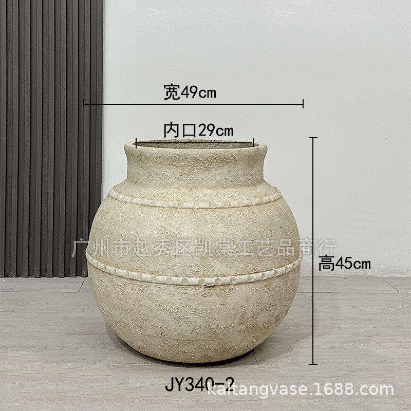 复古落地水泥种植花盆侘寂风民宿阳台种花树庭院酒店园艺商场摆设