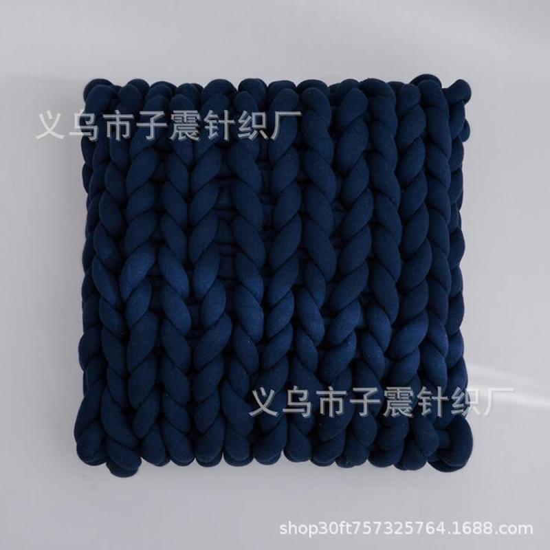 ins现货坐垫简约纯色手工编织方形沙发靠枕腰枕四季通用北欧抱枕