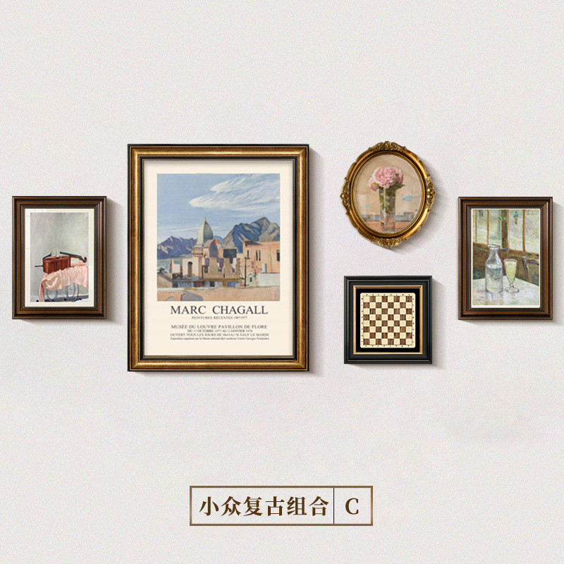 法式复古挂画客厅沙发背景墙壁画欧式玄关油画美式装饰画艺术小众