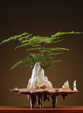 创意家居简约禅意复古摆件陶瓷新中式微景观玄关软装饰品摆设