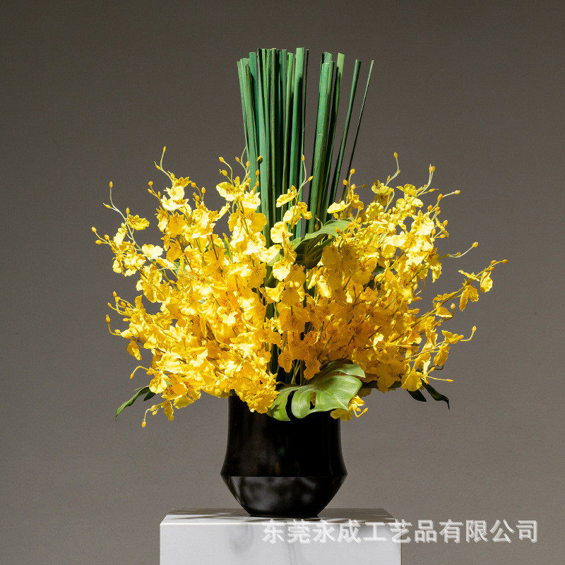 新中式花艺大堂前台酒店摆件